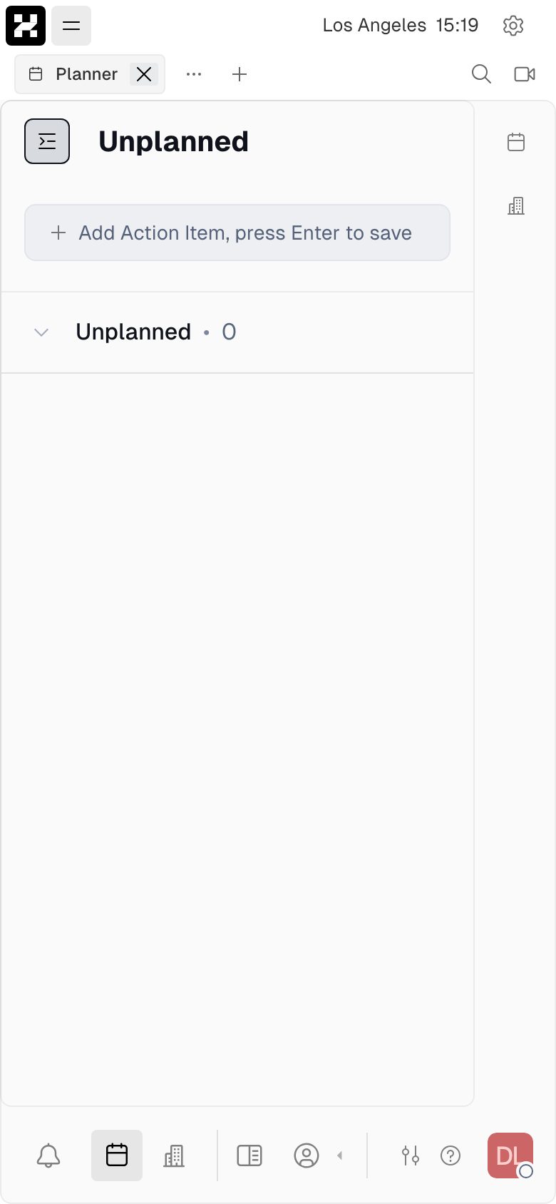 Planner: Unplanned/Planned/All with the month calendar and daily schedule grid (mobile)