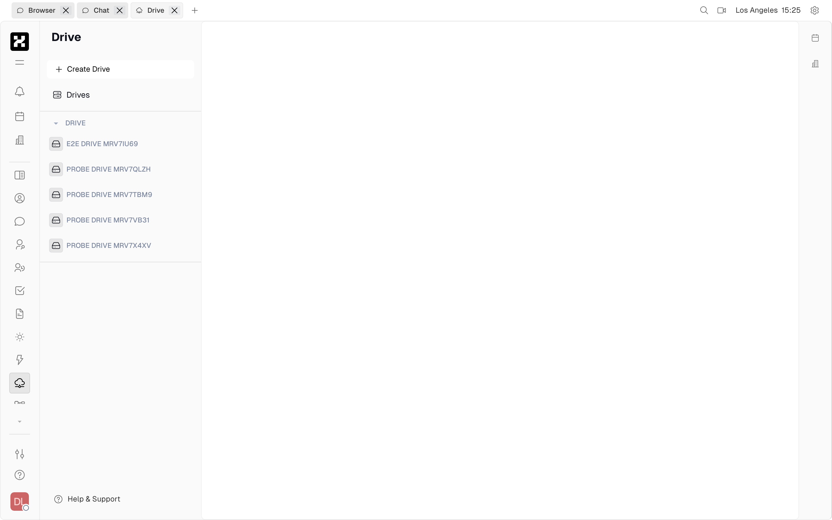 A drive containing uploaded files (name, size, created by)