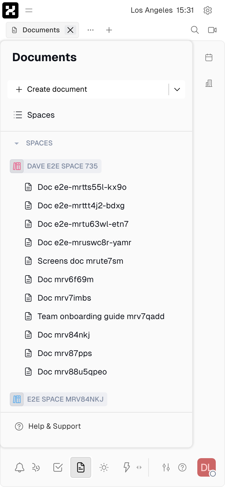 Documents app with the Teamspaces (Spaces) navigator (mobile)