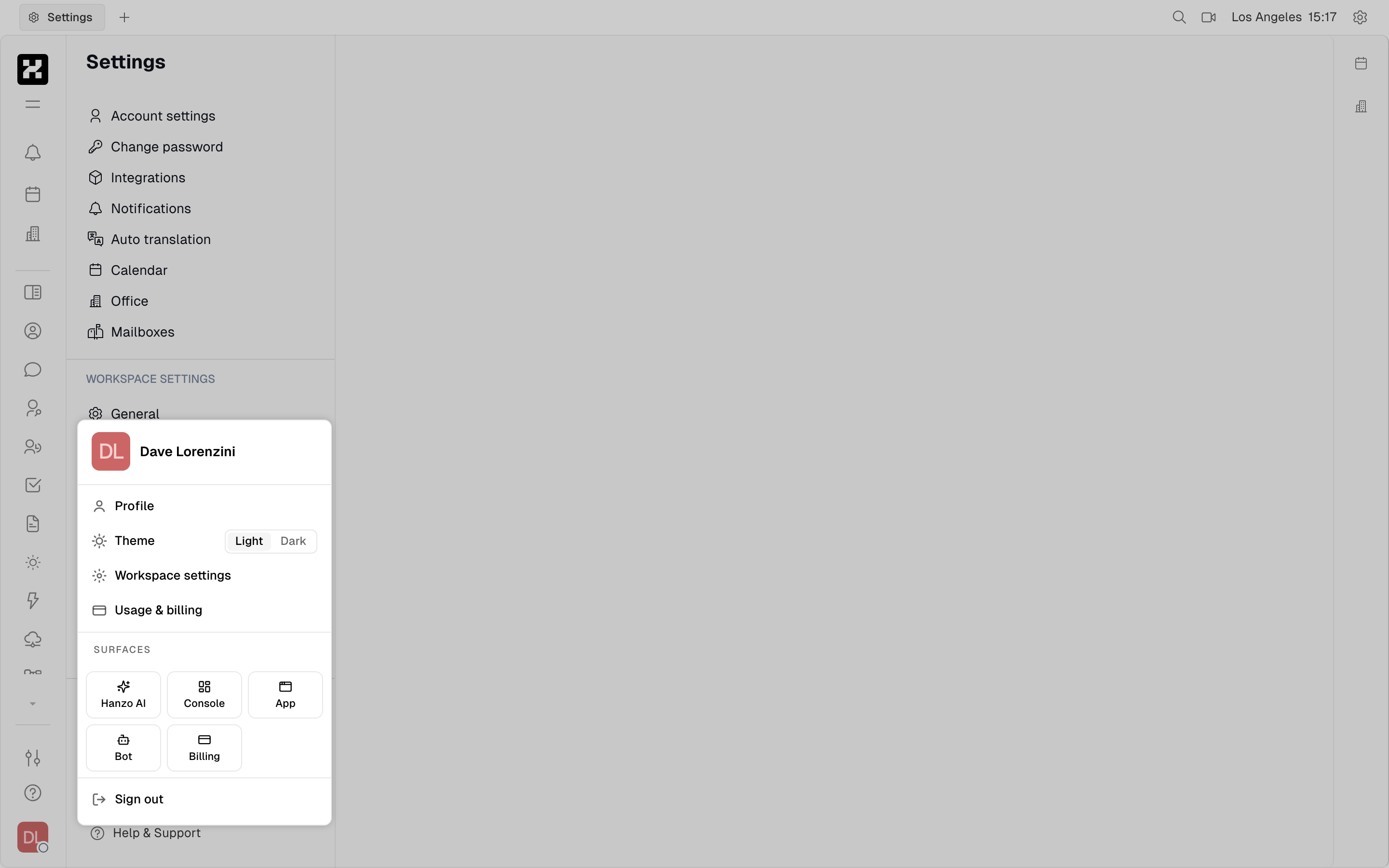 Usage & billing entry in the account menu