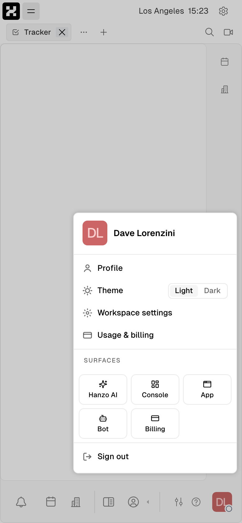Usage & billing entry in the account menu (mobile)